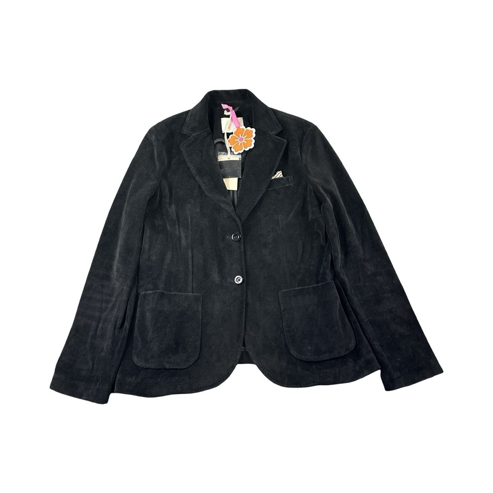 Circolo 1901 Black Cotton Blend Velvet Womens Blazer FD3618 Size 48 IT NWT